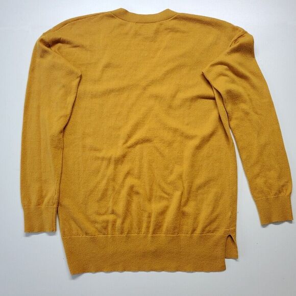 Banana Republic V-Neck Sweater Mustard Yellow Cotton Cashmere Blend, Small - Picture 2 of 4